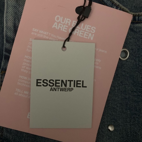 Essentiel Antwerp Blue Eyelet Denim Skirt NWT Grommet Detailing Women’s Size 8 - Picture 11 of 16